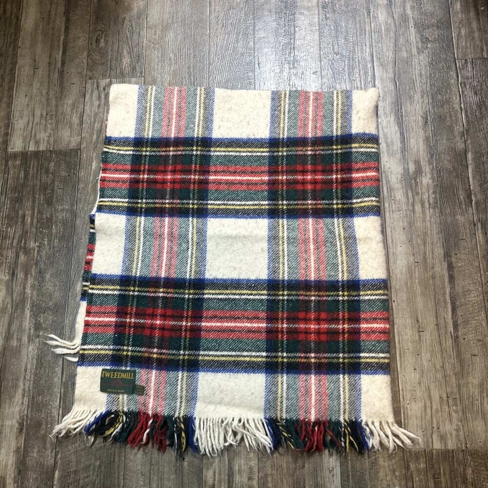 Tweedmill Pure New Wool Striped Blanket Multicolor Fringe Cold Free Shipping